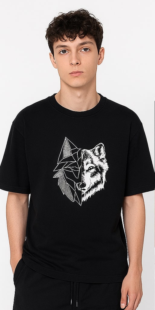 Fitee Oversized Wolf Split Graphic T-Shirt – Wild Young & Free